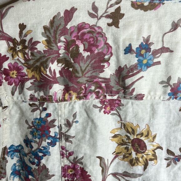 Saint Tropez West Women's White Floral Linen Blend Blouse Size 1X - Picture 8 of 11